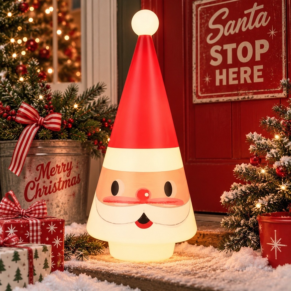 Mr. Christmas 24" Retro Santa Tree Blow Mold Lighted Christmas Decor NEW